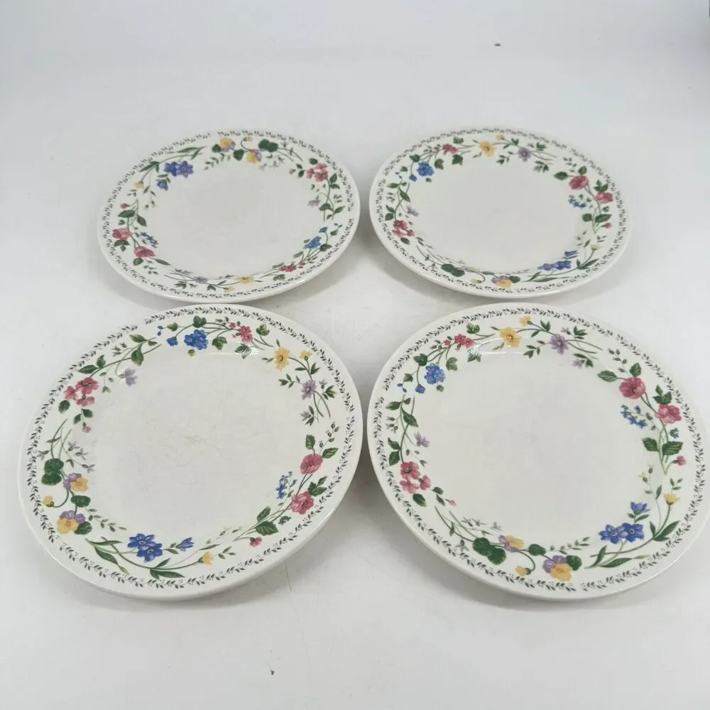 Vintage 1993 Farberware English Garden #225 Set of 4 Salad Plates 7 1/2”